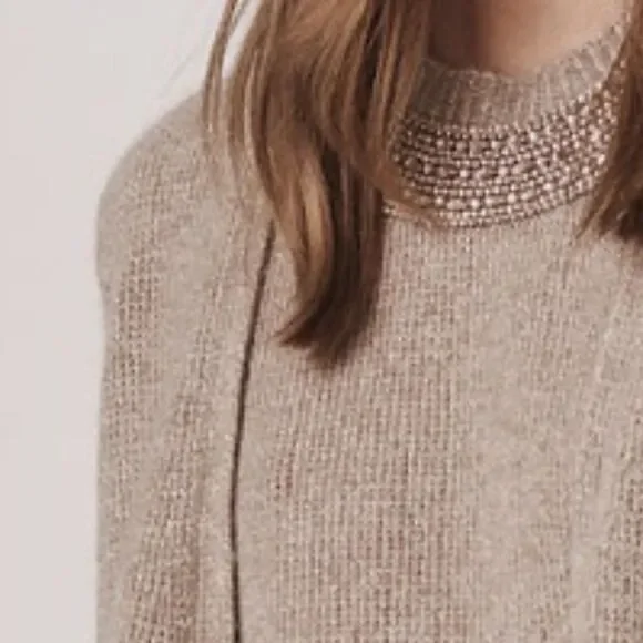 Ralph Lauren Pre Fall '16 Hand Knit Embellished Jewel-neck Cashmere & Silk Shell